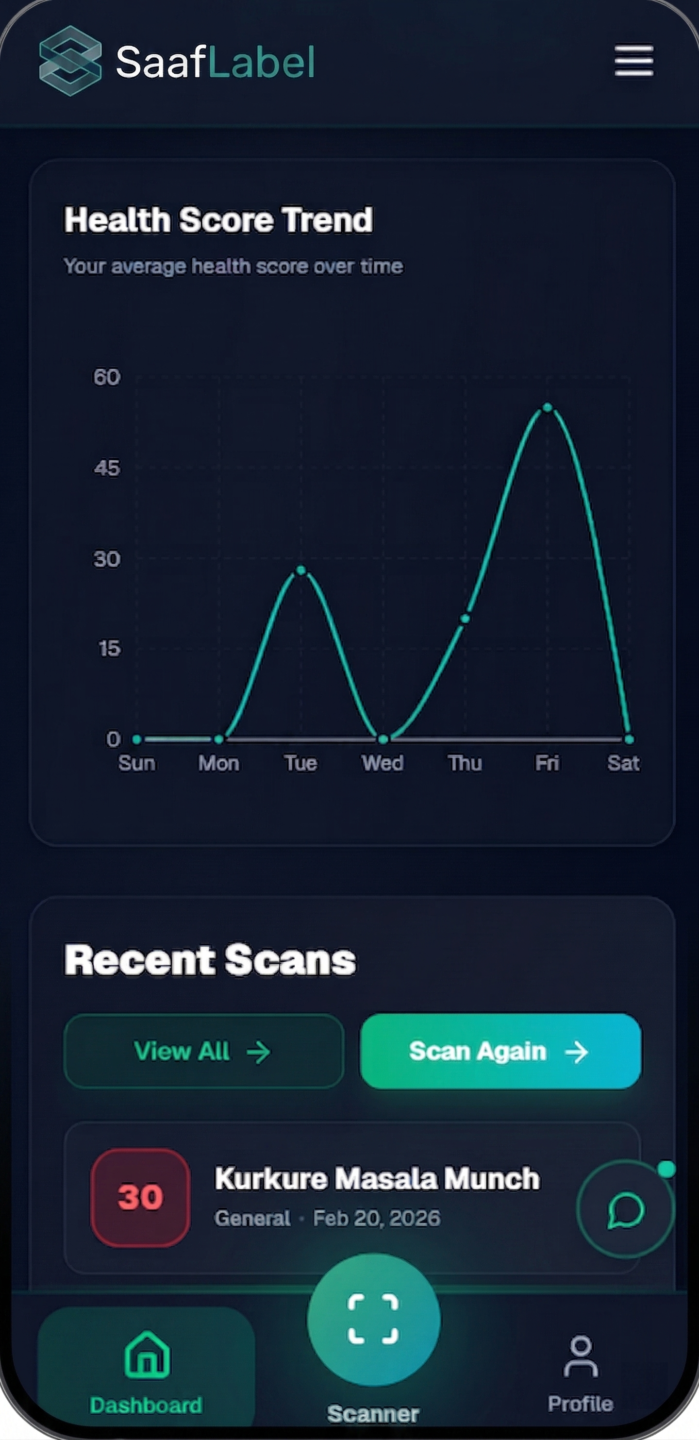 SaafLabel app screen